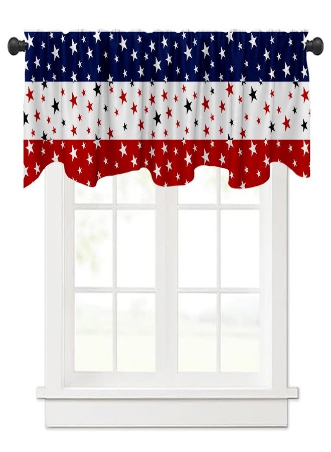 DOTOOMA 54x18 Inches Farm Independence Day Red White Blue Window Treatment Valance 4th of July Retro Kitchen Dining Room Polyester Fabric Decorations Supplies - Image 1